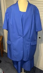 Roaman&rsquo;s Size 26W 2 Pc Sleeveless Sheath Dress W/ Short Sleeved Jacket ~ Blue