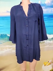 NWT Cupshe Womens Navy V-Neck Mini Cover-Up Dress Size Medium
