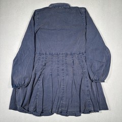 Free People Marvelous Mia Mini Dress Medium Navy Buttondown Babydoll Long Sleeve