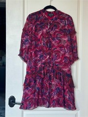 SALONI Red Feather Tilly Ruffle Silk Dress, US size 2