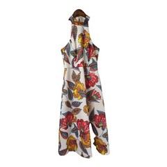 Trina Turk Dress 0 Hi Neck Full Length Floral White Vibrant Sleeveless
