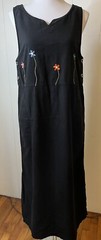 Talbots Embroidered Maxi Length Jumper Dress Side Buttons Black Sz 8