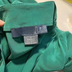 Lil Anthropologie Pleated Green Shift Dress S Preppy Academia Old Money Back Tie