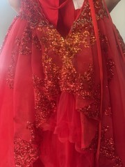 Morilee Red Sequin Beaded Sweetheart Tulle Lace-Up Ballgown Dress 5/6