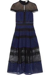 Authentic Self-Portrait Navy Paneled Guipure Lace Dress UK 6 US 2