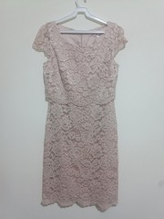 Review Australia Pink Blush Lace Tiered Midi Dress Size 10 Wedding Guest Party