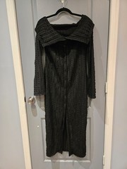 Off Shoulder Button Up Fringe Maxi Dress