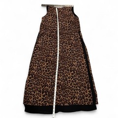 Vintage Leopard Print Maxi Dress Sheer Overlay Sleeveless Dress