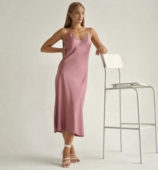 Silk Laundry Silk 90’s Slip Dress Size Small Rose Pink Y2K Midi 100% Silk
