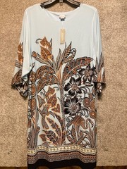 Chicos Womens Floral Print Kimono 3/4 Sleeve Tunic Dress Size 3 (16/18)