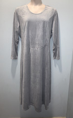 VICKI WAYNE Sz 2X Silver Plush Velour A-Line Dress Princess Seaming 50&Prime;Bust NWT
