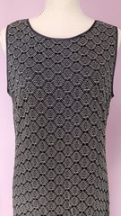 WALLIS black/silver metallic sleeveless shift dress, UK 16, lined, stretch BNWT