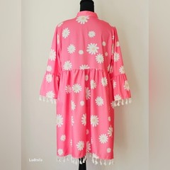 UNBRANDED And No Size With PTP 21.5 in (M) Pink Daisy Dress with Tassel Accents