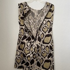 Vertigo Paris Snakeskin Print Sheath Dress Womens Large Mobwife Neutral Chic