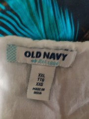 Old Navy White Sleeveless Midi Dress with Black Embroidered Motifs