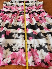 Rickis White Black And Pink Floral Summer Dress Size 16 GUC