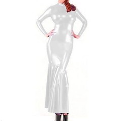Sexy Latex Gown Rubber Dress Faux Leather PVC Party Club Hip Fishtail Outfits