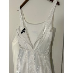 Lulus Gorgeous White Metallic Shimmer Mini Dress Bridal Size M $78 retail