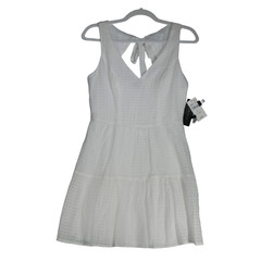 NEW Macys City Studio Mini Dress Women Size M Ivory Gauzy Lined Tie Cut Out Back