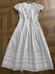 2026 New DOEN Embroidered V-neck short sleeved shirt with waist cinching dress