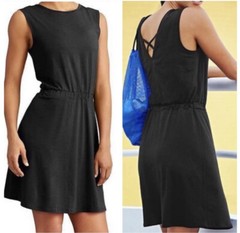 Athleta Black Lively Sleeveless Casual Active Basic Dress S Silk Blend EUC