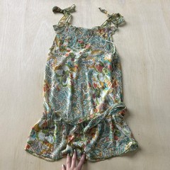 Do & Be Dress Womens Medium Multicolor Floral Chiffon Tie Strap Ruffle Sundress