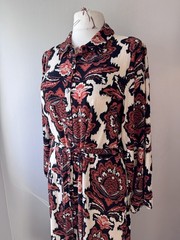 Full Length Patterned Long Sleeve Collared Shirt Dress From F&F Size 20