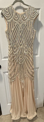 Retro 1920&rsquo;s stage full length women&rsquo;s silver and ivory sequin dress