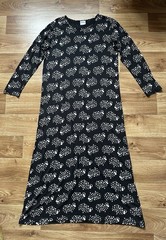 Aarikka Finland Black Sheep Print Long Sleeve Maxi Dress Cotton Modal M Excellen
