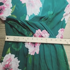 Plenty by Tracy Reese Anthro Aleah Dress Green Pink Floral Faux Wrap Midi XS