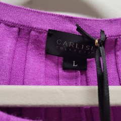 Carlisle Collection Divine Ribbed Knit Bell Sleeve Dress Dahlia Purple L NEW