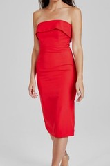 Bardot Womens Red Georgia Split Hem Strapless Sheath Dress Size: XXL