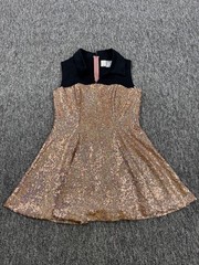 Southeastern Performance Apparel Dress Women 8 Gold Sequin Bodice Mini Cocktail