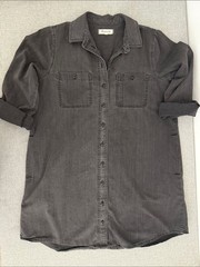 Madewell Charcoal Grey Button-Front Shirt Dress