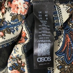 New ASOS Floral Stripe Print Puff Sleeve Sheer Mini Dress Black Multi Size 8