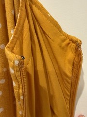 Abercrombie gold polka dot midi dress adjustable spaghetti straps slide slits XL