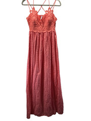 Zenana Womens Maxi Dress XL Orange Babydoll Feminine Soft Lined Romantic Strappy