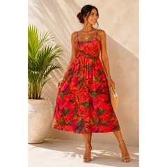 Rachel Zoe Linen Tropical Monstera Blend Maxi Dress Beach Resort Vacation Sz L