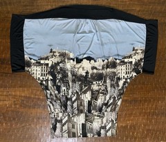 BCBGMAXAZRIA Size Medium Architecture Print Batwing/Dolman Sleeve Tunic Dress