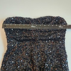 Black Sequin Strapless High Slit Evening Gown Formal Dress Size M