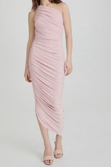$215 Norma Kamali Women&rsquo;s Pink One Shoulder Bodysuit Ball Gown Long Dress Size M