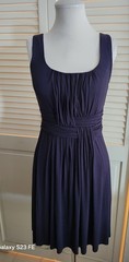 Bailey 44 Navy Blue Ruched Draped Jersey Empire Waist A-Line Dress Size S Ruched