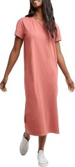 Hanes Midi Dress ComfortWash Garment Washed Short Sleeve Crewneck Nantucket Red