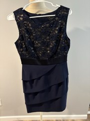 Connected Women’s Navy Lace Scoop Neck Sleeveless Sheath Knee Dress 6P