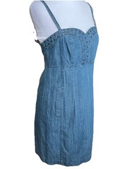 HEARTLOOM REVOLVE A-Line Denim Spaghetti Strap Mini Dress With Metal Studs Small