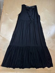 Lands End Black Sleeveless Tie Neck Tiered Maxi Dress – Size 1X
