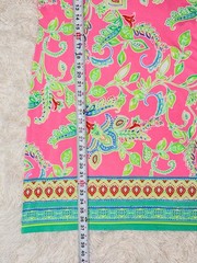 Pappagallo Hot Pink Paisley Dress Scoop Neck Ruffle Sleeve Size Medium