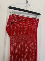 Strapless Red Beaded High-Low Dress