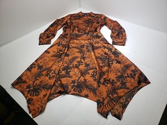 Future Collective Kahlana Barfield Brown Womens Dress Sateen Floral Orange Sz M