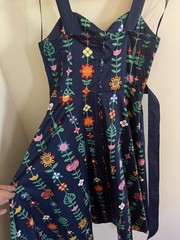 Disney Parks Authentic It&rsquo;s a Small World « Goodbye » Floral Flared Tea Dress XS